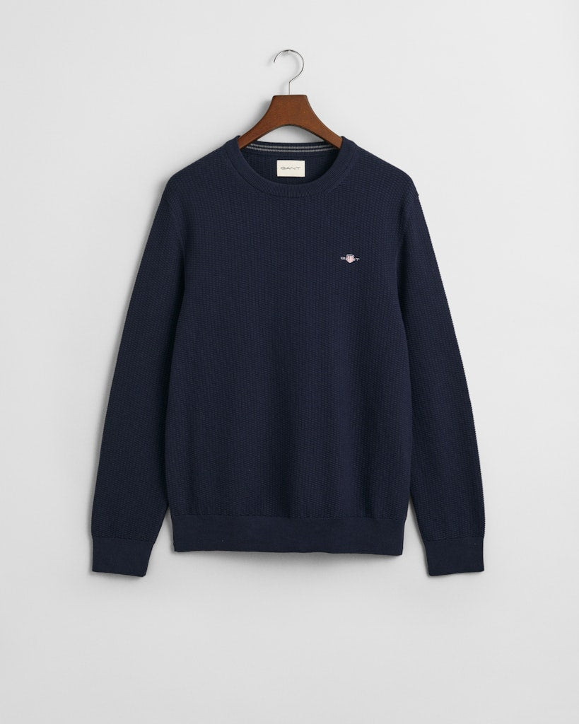 Gant miesten neulepusero, K COTTON MICRO TEXTURED C-NECK TUMMANSININEN