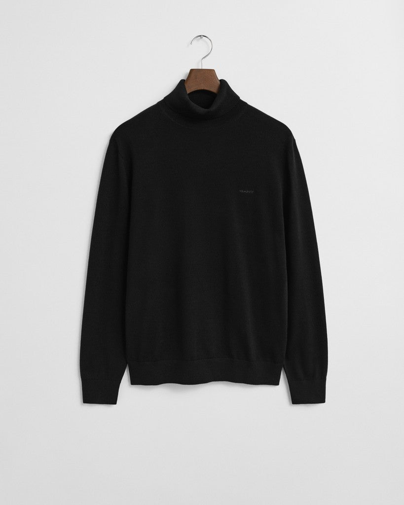 Gant miesten neulepusero Extrafine Merino Wool Turtleneck, musta