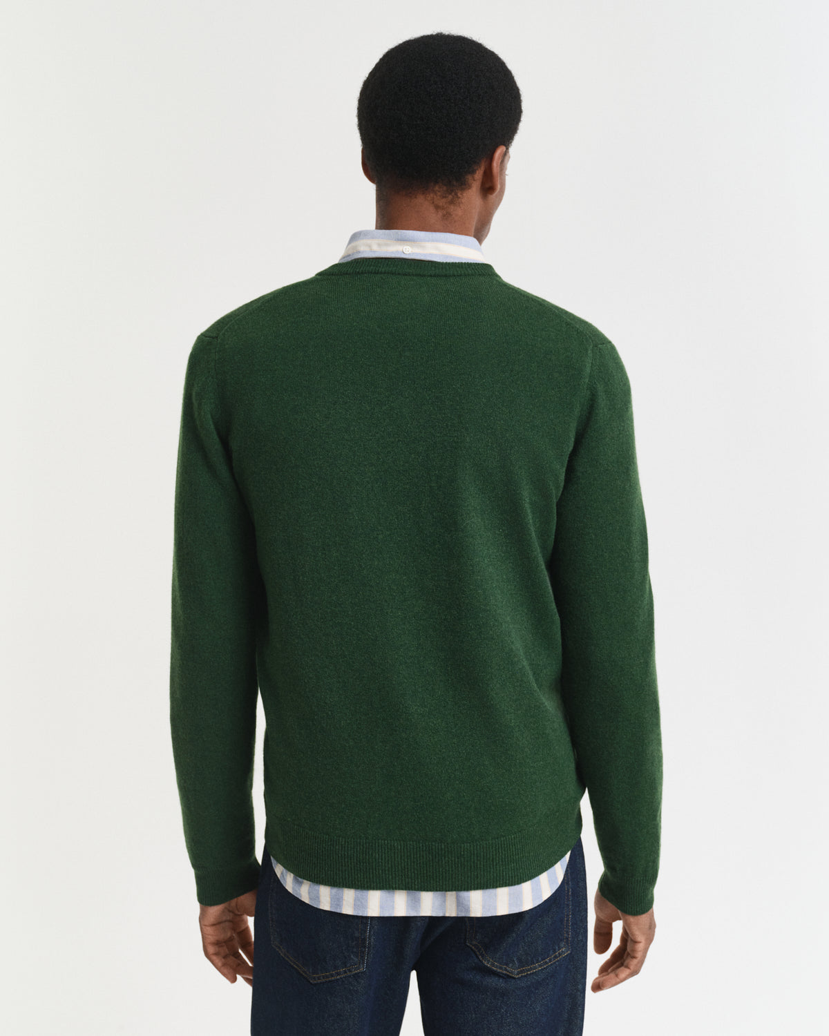 Gant miesten neulepusero Superfine Lambswool V-Neck, tummanvihreä