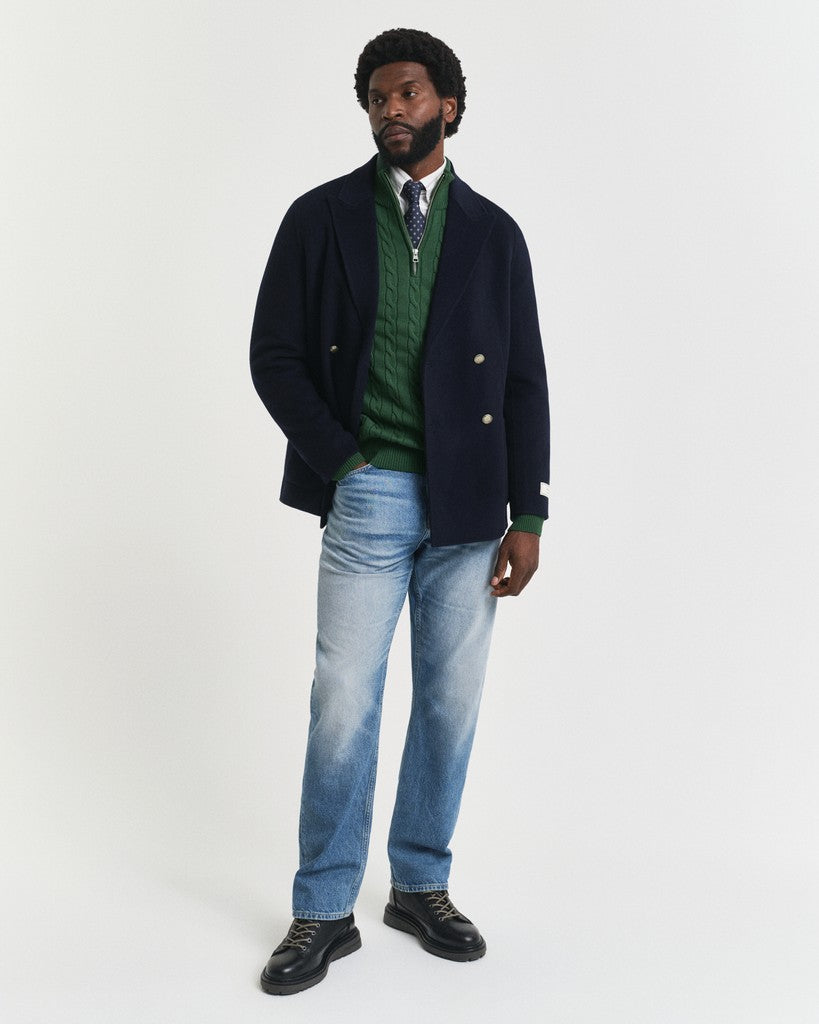 Gant miesten neulepusero Cotton Cable Half Zip, tummanvihreä