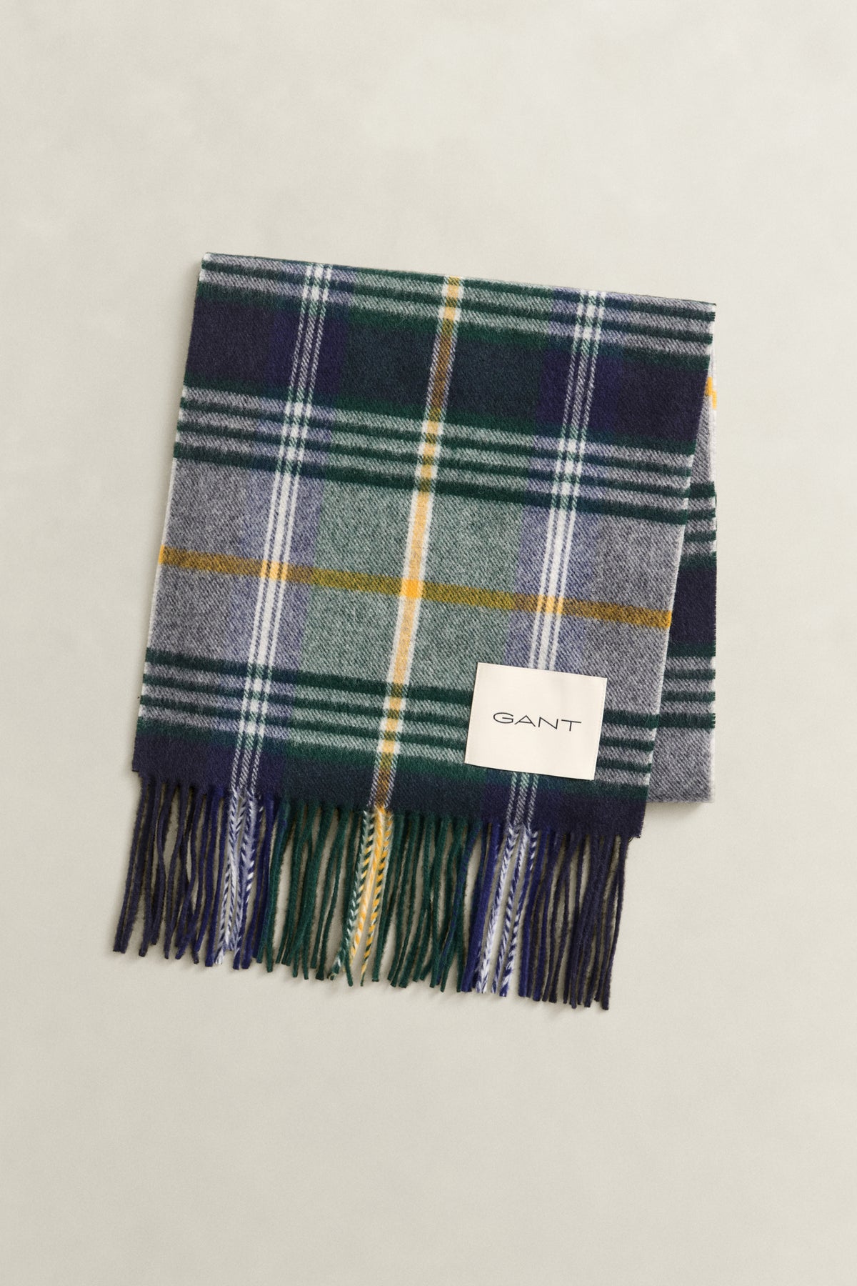 Gant miesten huivi Checked Wool Scarf, tummansininen
