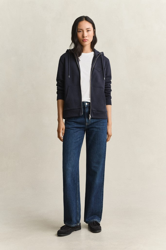 Gant naisten huppari Tonal Shield Zip Hoodie, tummansininen