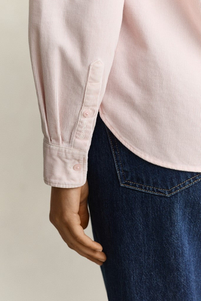 Gant naisten paitapusero Regular Corduroy Shirt, vaaleanpunainen