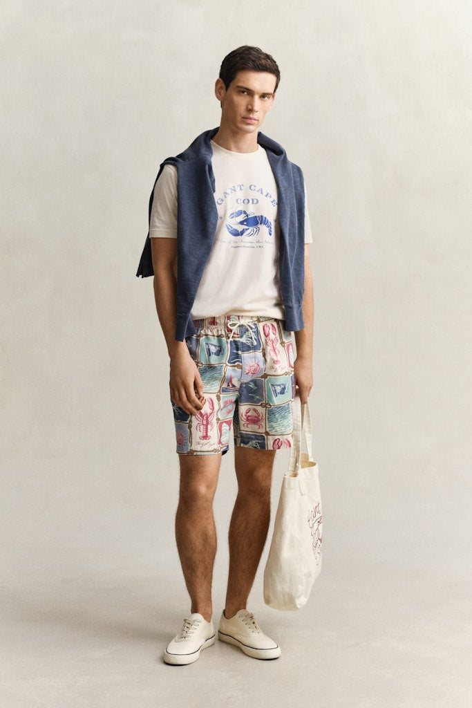 Gant miesten t-paita Graphic SS TShirt Lobster, luonnonvalkoinen