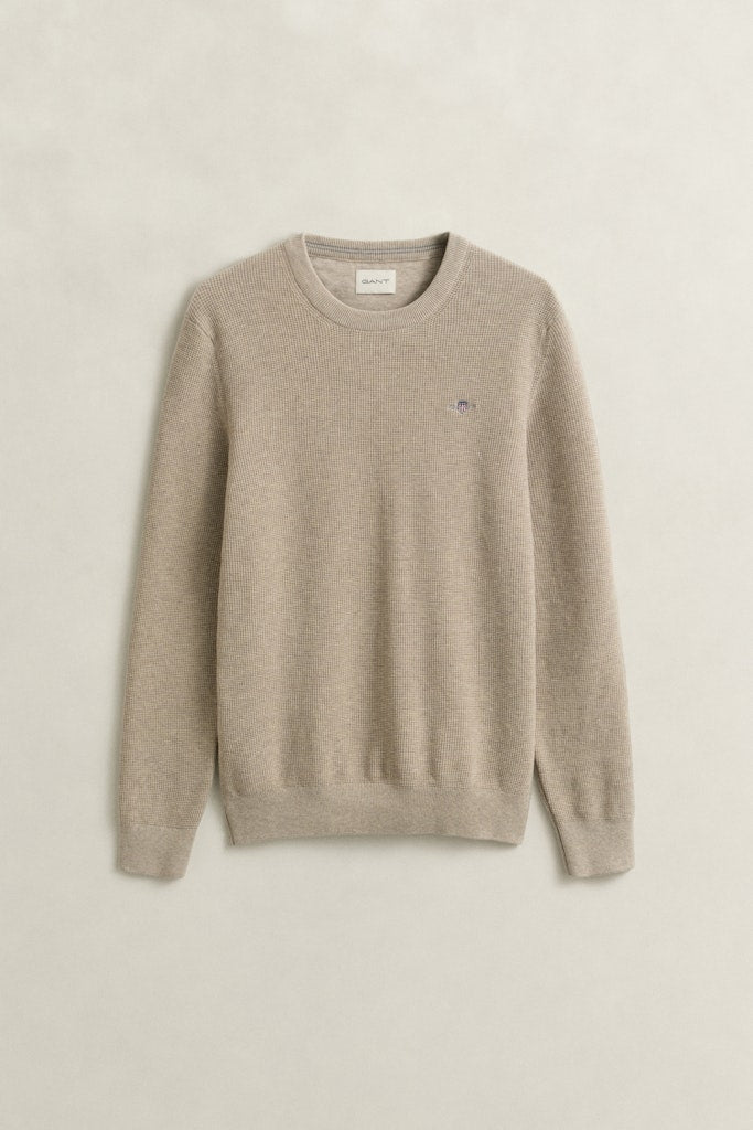 Gant miesten neulepusero Micro Textured C-Neck, kerma
