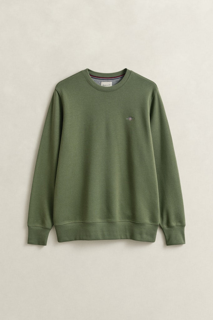 Gant miesten collegepaita Reg Shield C-Neck Sweater, vihreä