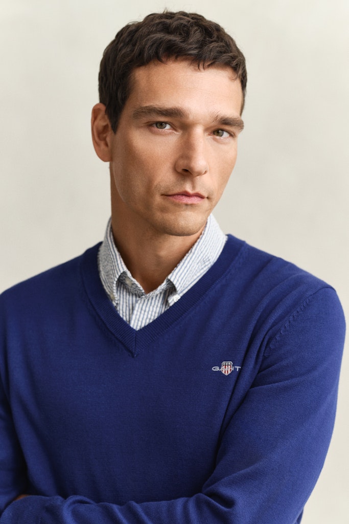 Gant miesten neule Classic V-Neck, tummansininen