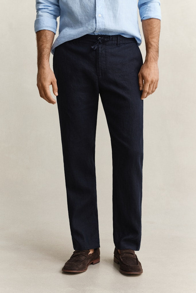 Gant miesten housut Regular Linen Pant, tummansininen