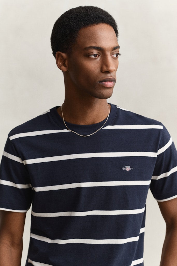 Gant miesten t-paita Striped SS T-Shirt, tummansininen
