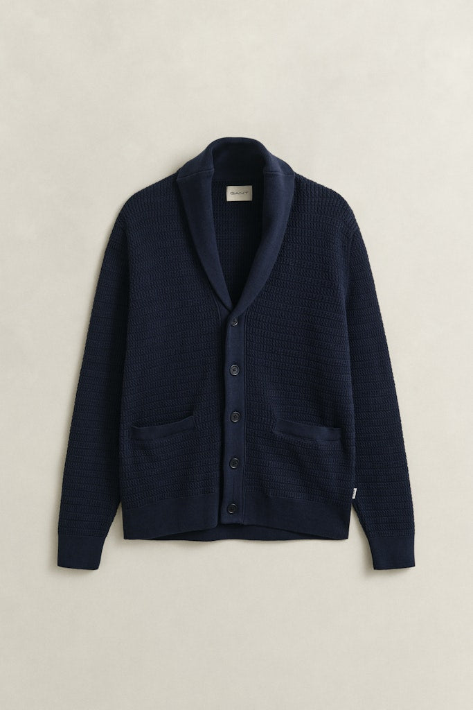 Gant miesten neuletakki Mini Cable Shawl Cardigan, tummansininen