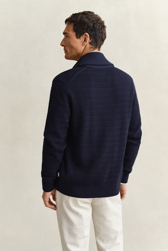 Gant miesten neuletakki Mini Cable Shawl Cardigan, tummansininen
