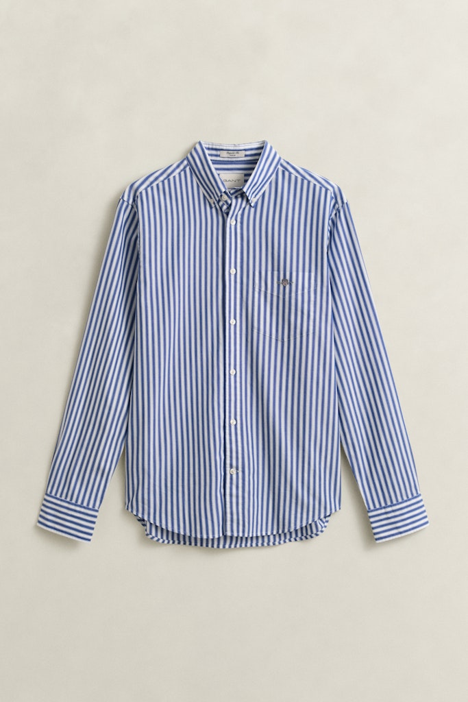 Gant miesten kauluspaita Regular Fit Classic Striped Poplin Shirt, raidallinen sininen