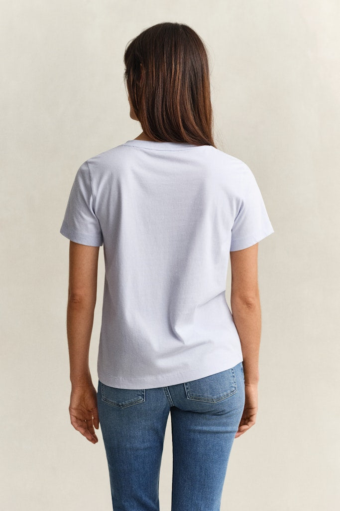 Gant Naisten T-paita Shield SS V-Neck, Vaaleansininen