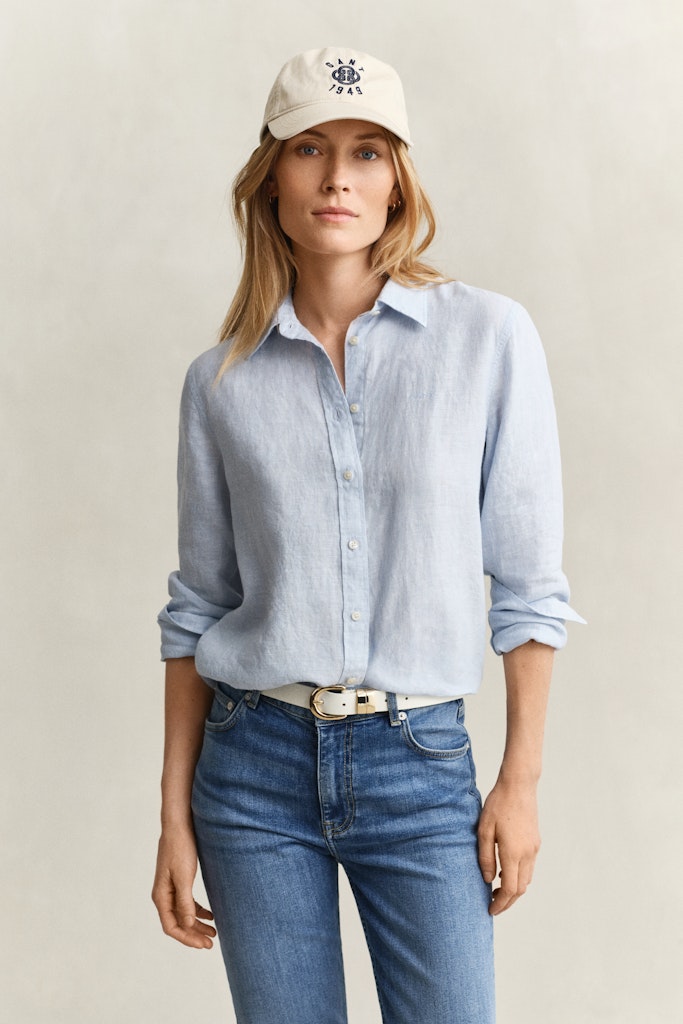 Gant naisten paitapusero Regular Fit Linen Shirt, Vaaleansininen