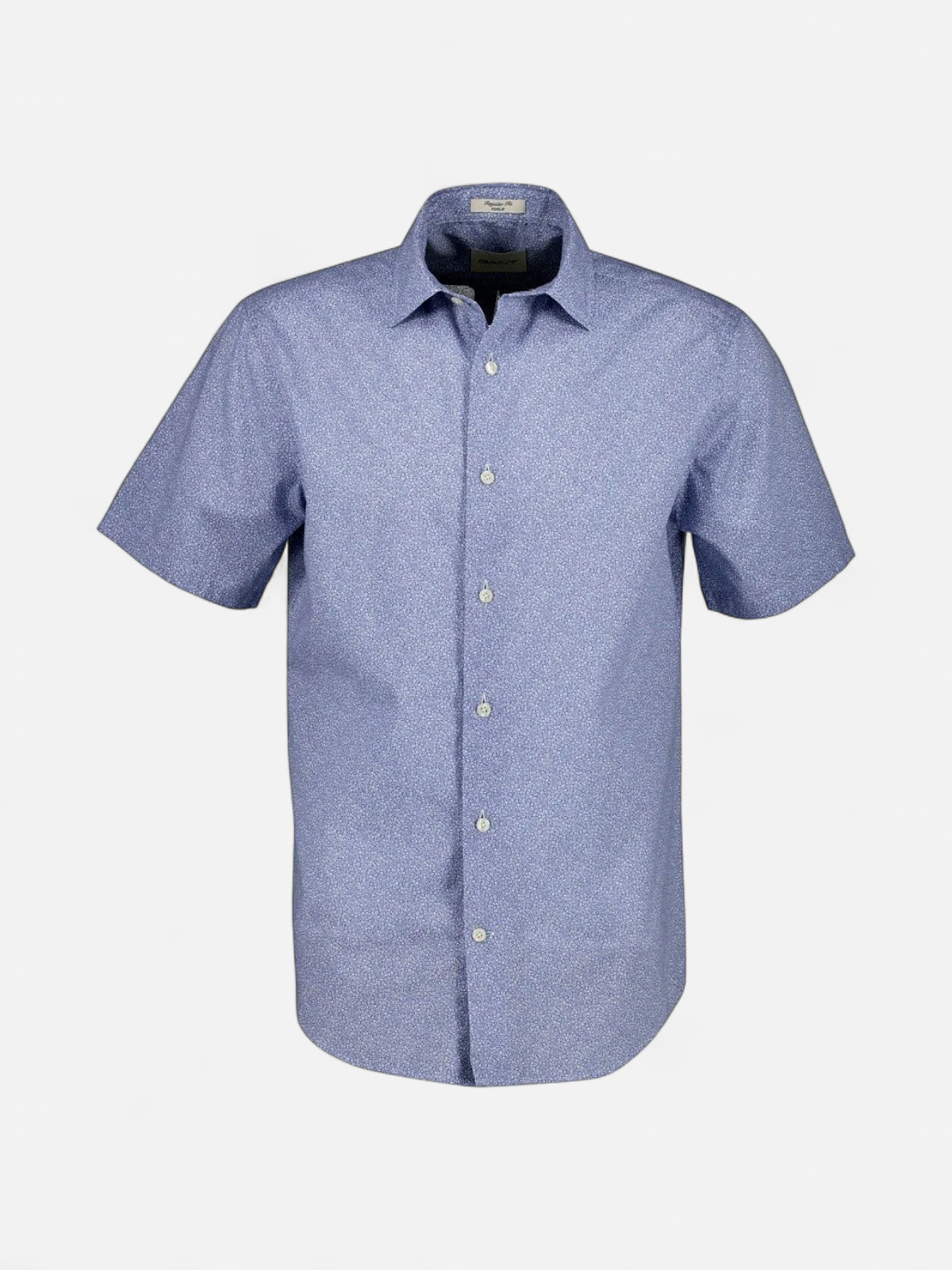 Gant lyhythihainen kauluspaita Reg Poplin SS AOP Shirt, sininen kuosi - Kekäle.fi