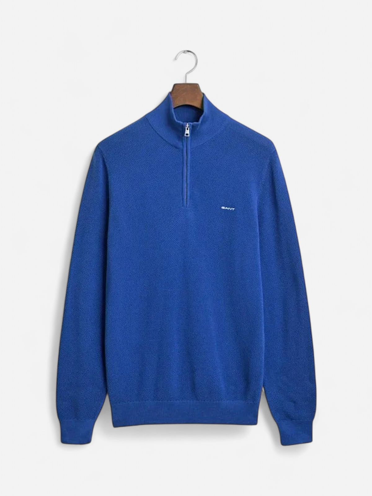 Gant miesten neule Cotton Pique Half Zip, sininen - Kekäle.fi