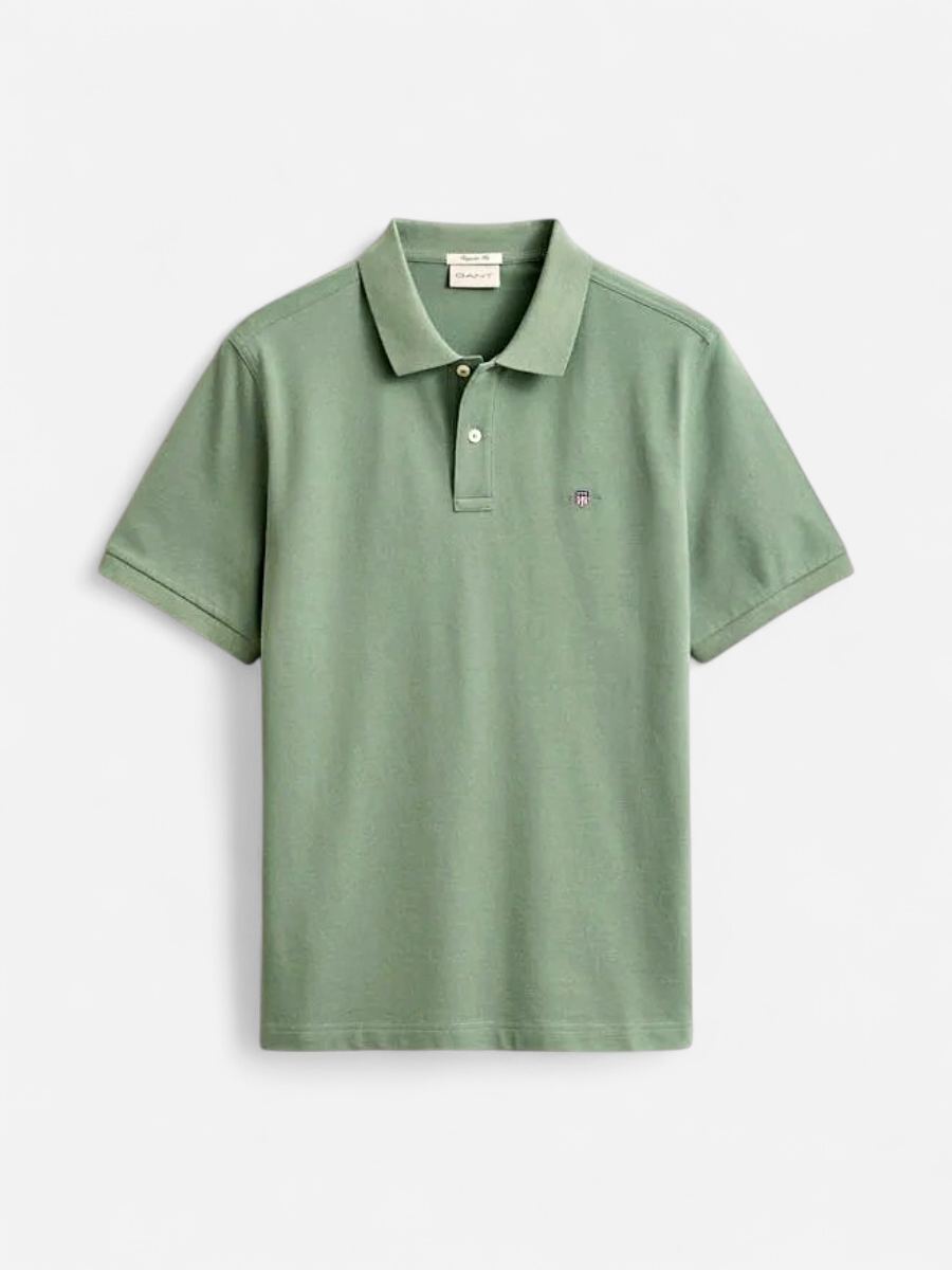 Gant miesten pikeepaita Regular Fit Shield Piqué Polo Shirt, vaaleanvihreä - Kekäle.fi