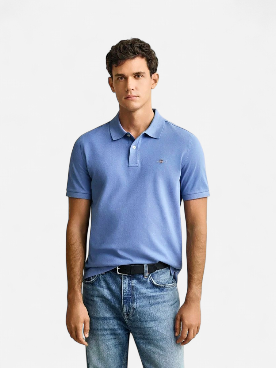 Gant miesten pikeepaita Regular Shield Ss Pique, sininen - Kekäle.fi