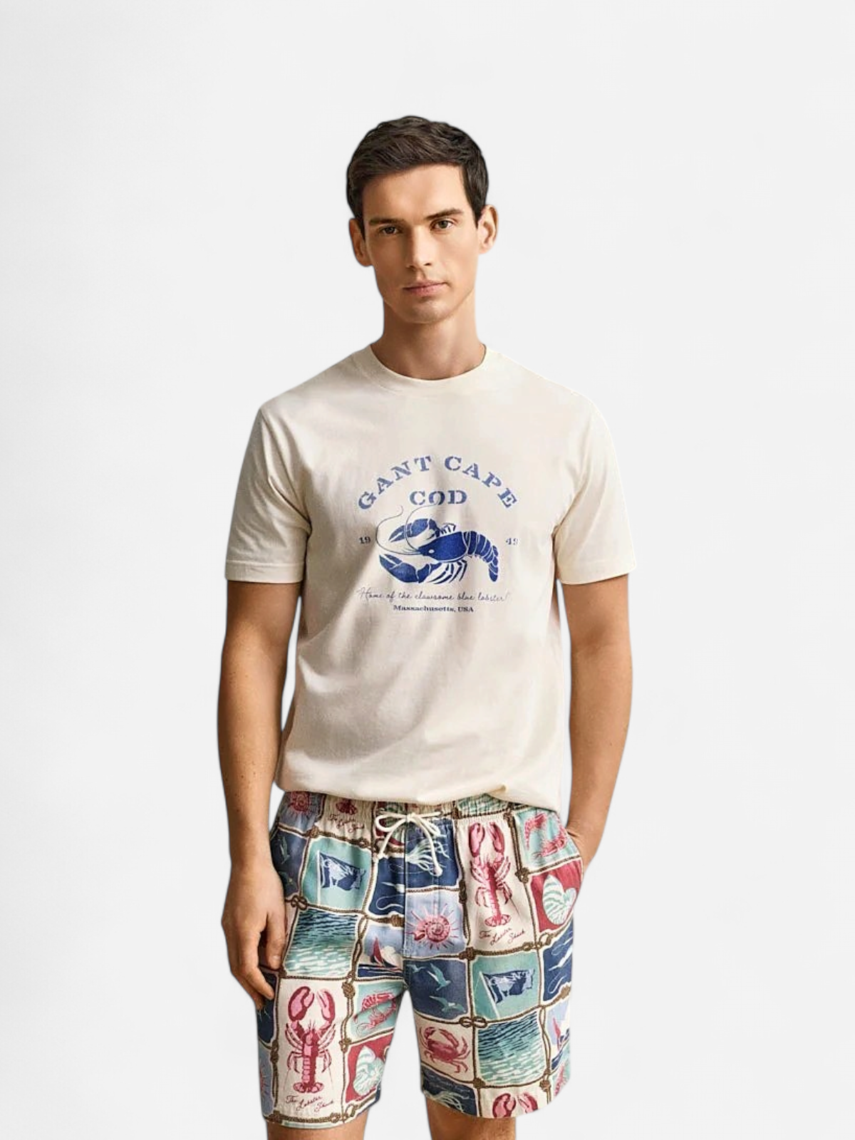 Gant miesten t-paita Graphic SS TShirt Lobster, luonnonvalkoinen - Kekäle.fi