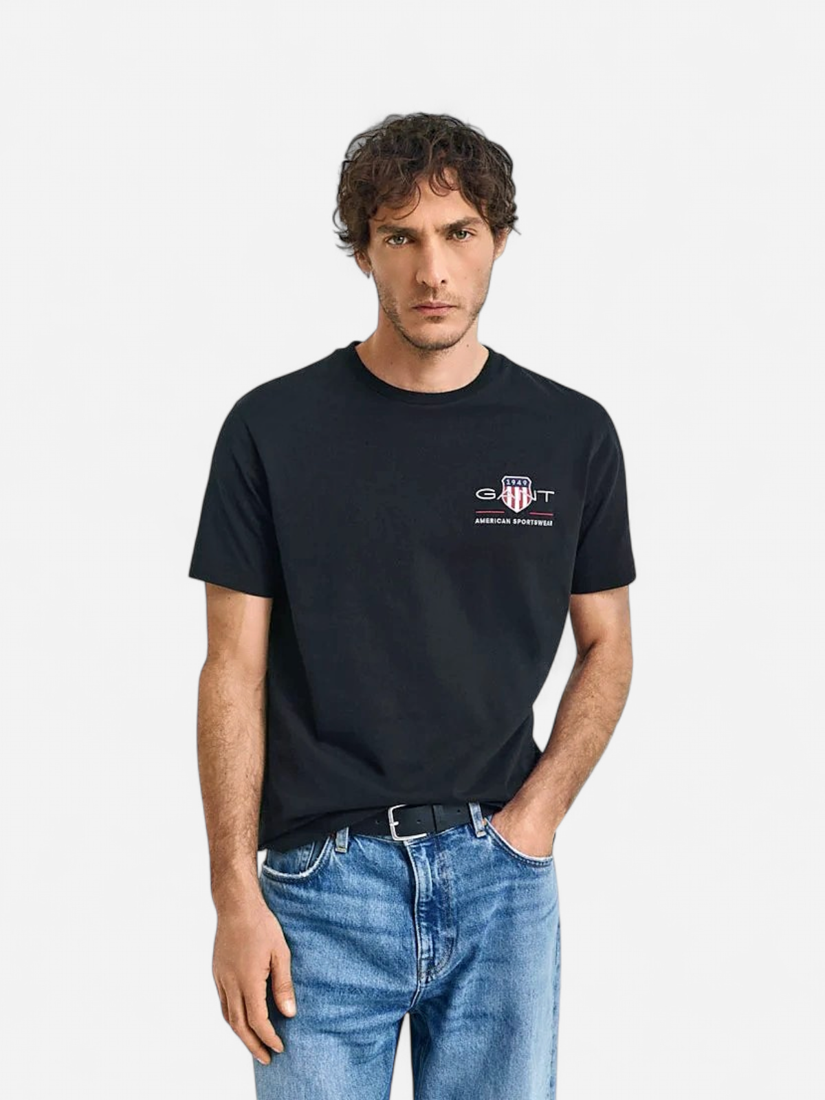 Gant miesten t-paita K Reg Archive Shield EMB SS T-Shirt, musta - Kekäle.fi