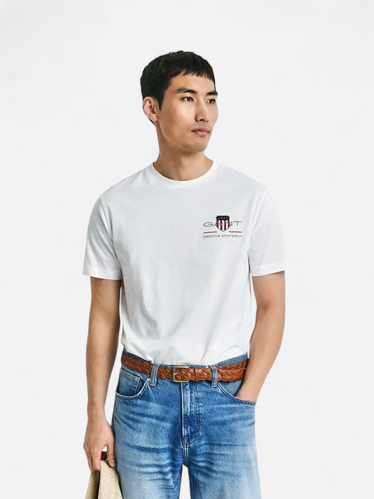 Gant miesten t-paita K Reg Archive Shield EMB SS T-Shirt, valkoinen - Kekäle.fi