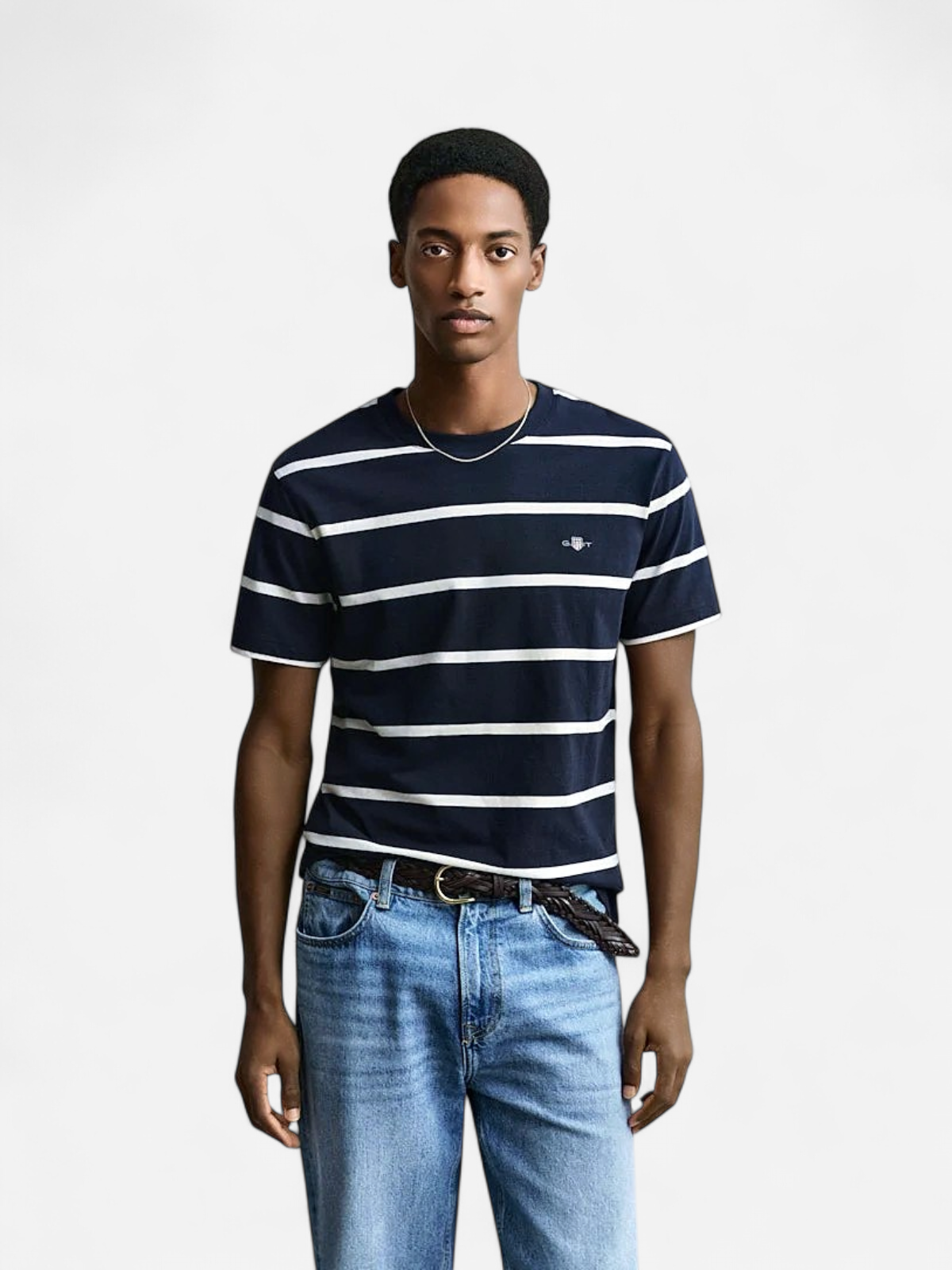 Gant miesten t-paita Striped SS T-Shirt, tummansininen - Kekäle.fi