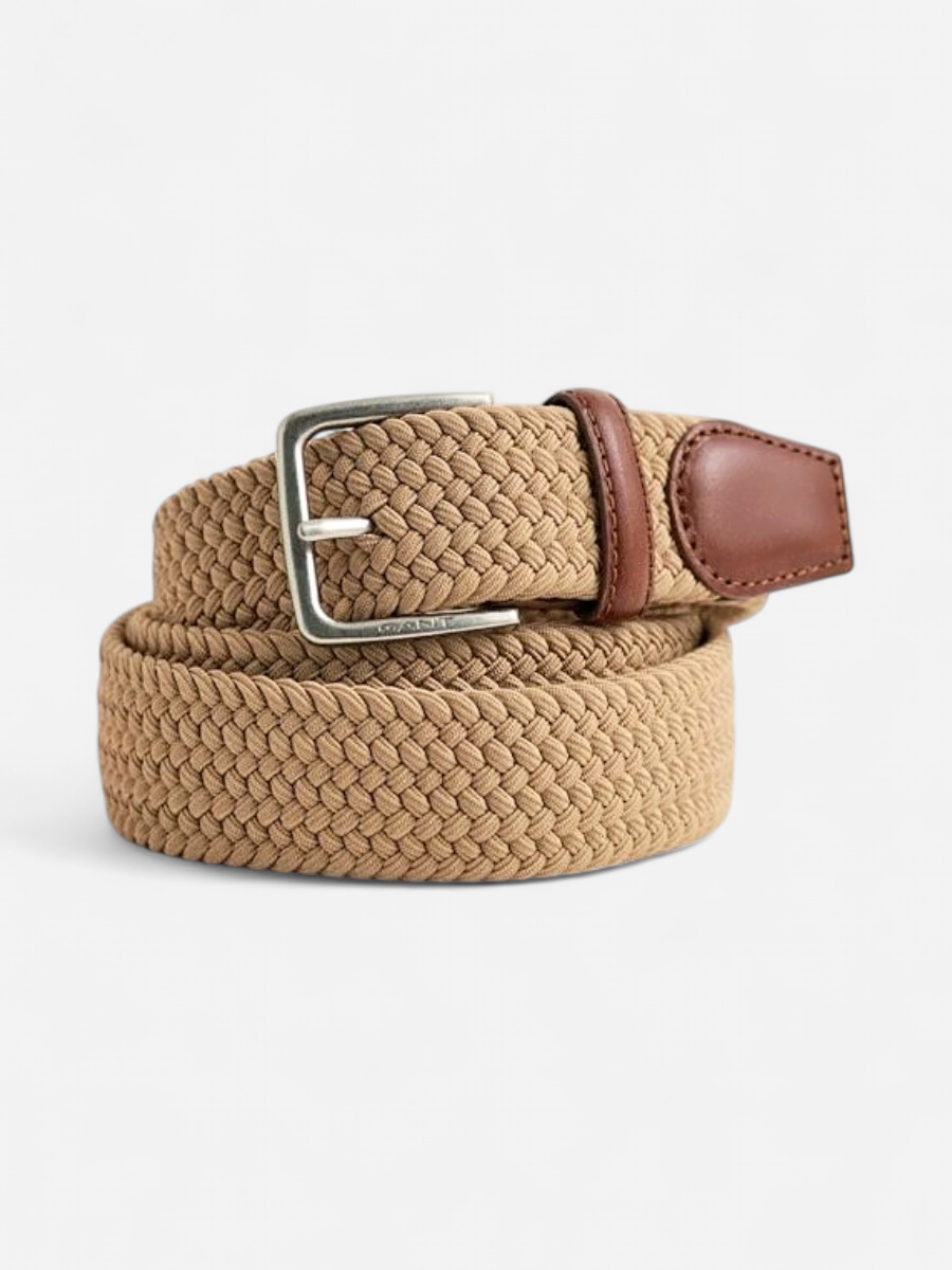 Gant miesten vyö Elastic Braided, Taupe Beige - Kekäle.fi