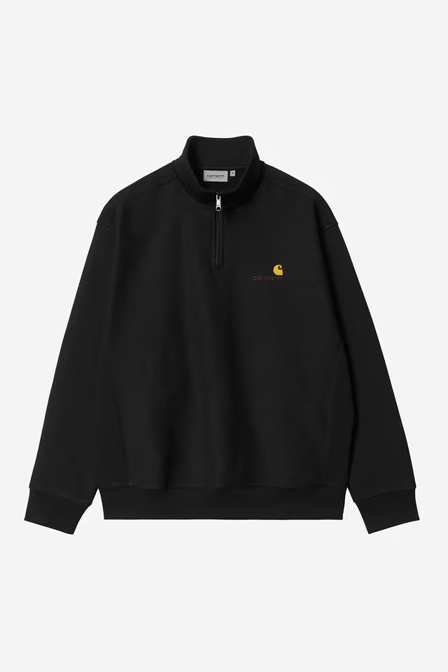 Carhartt miesten collegepaita Half Zip American Script Sweatshirt, musta
