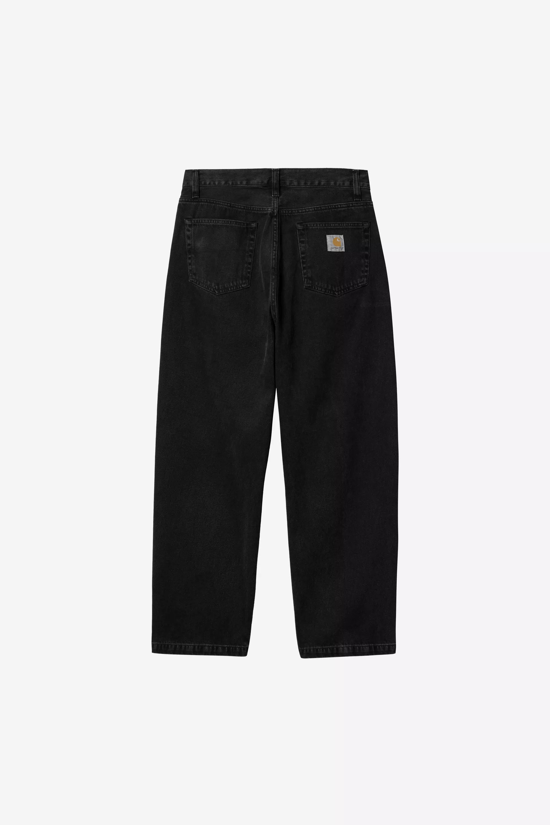 Carhartt miesten farkut Landon Jeans 'Robertson' Denim, hiilenmusta, suoralahkeiset farkut tummanharmaassa sävyssä, takataskuissa korostetut saumat ja pieni logolappu.