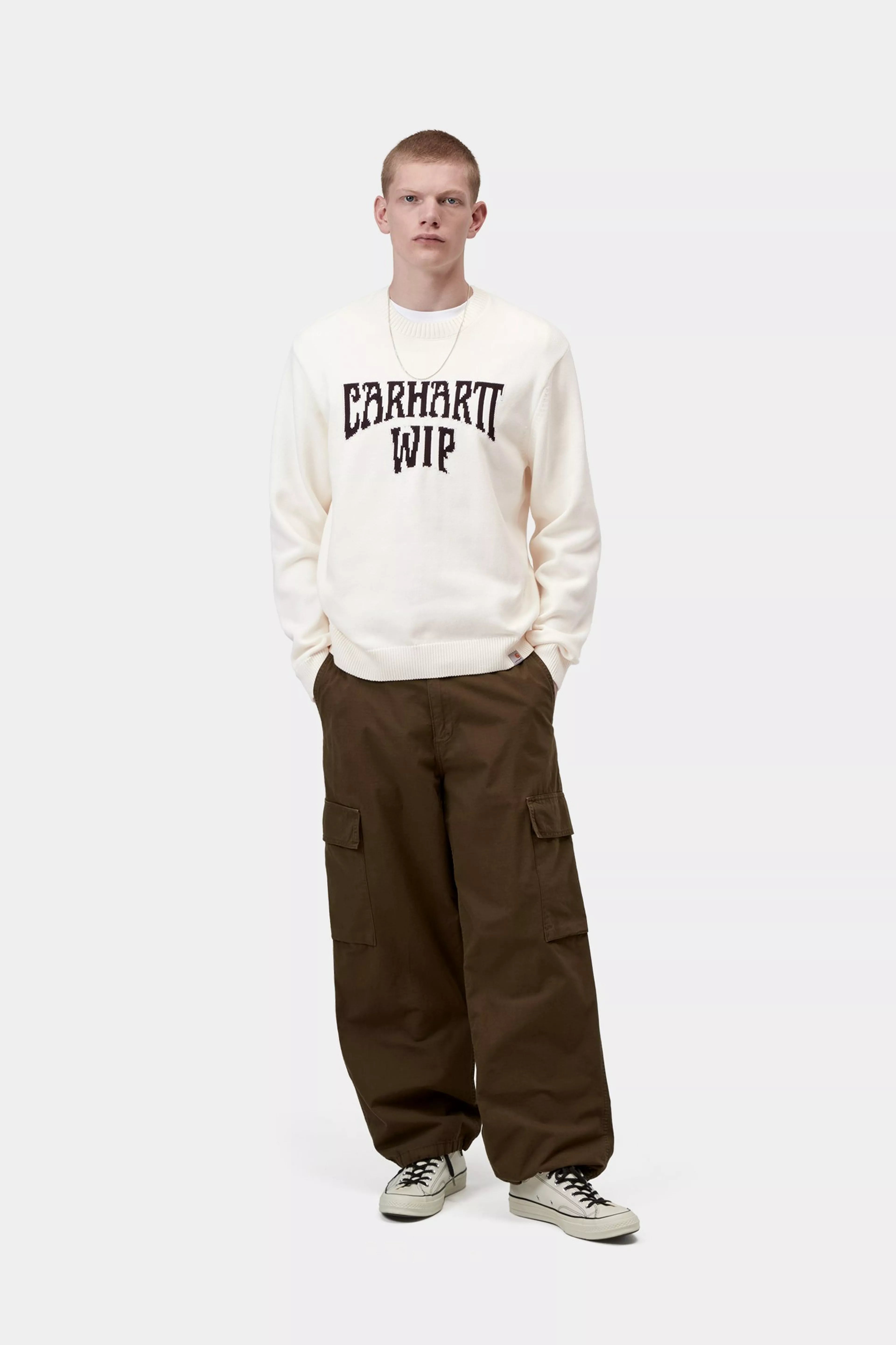 Carhartt miesten neulepusero Deck Sweater, luonnonvalkoinen