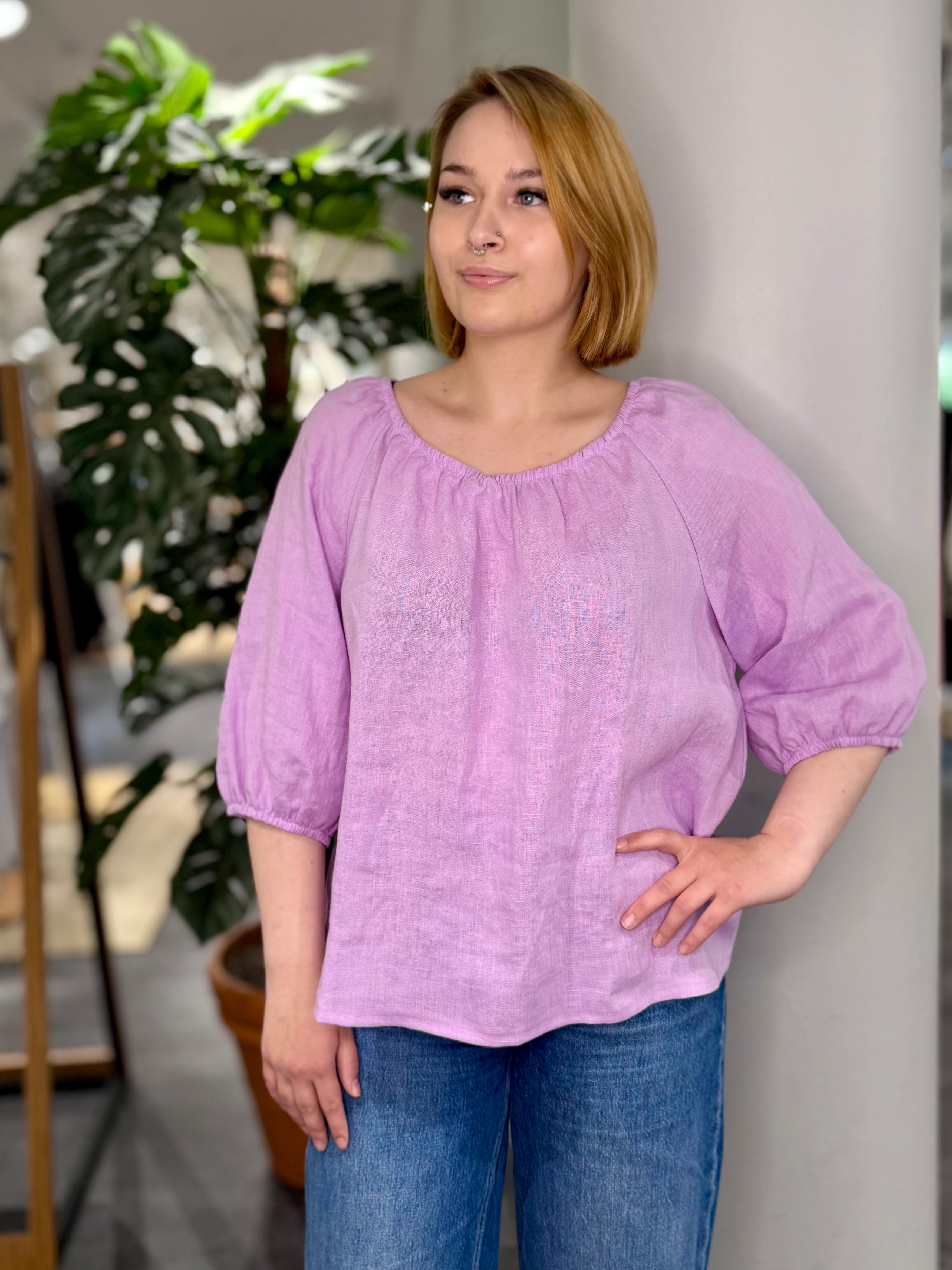 Sinnuu naisten pellavapusero Pisa, violetti