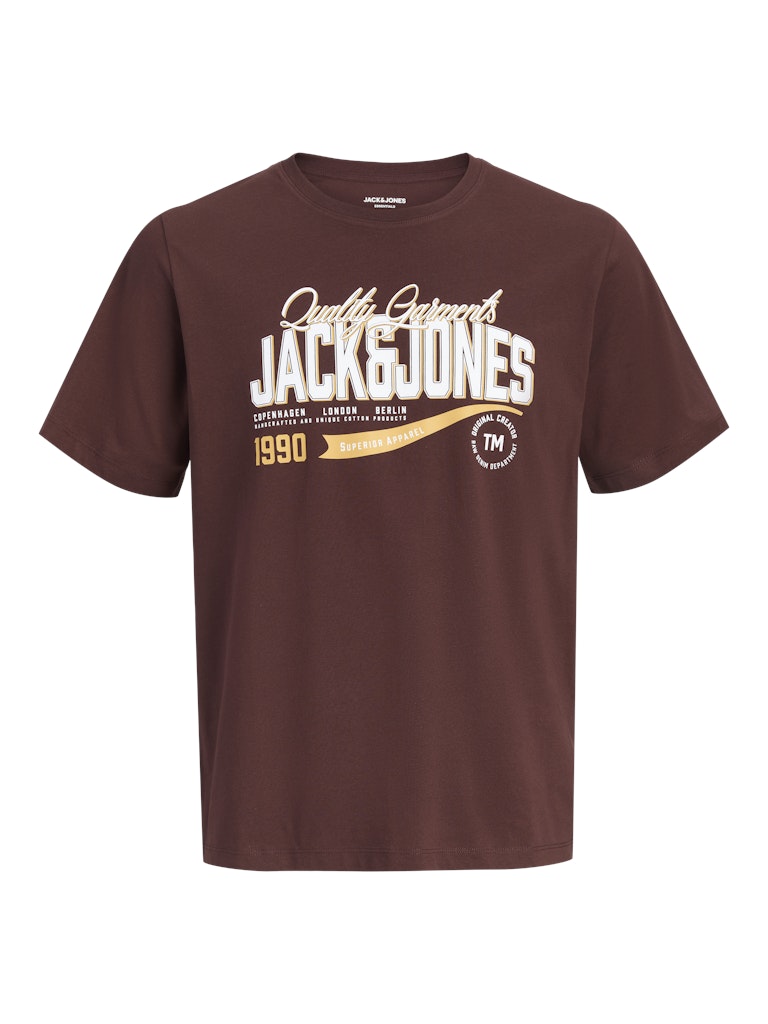 Jack and Jones miesten T-paita Logo Tee O-neck, Bitter Chocolate