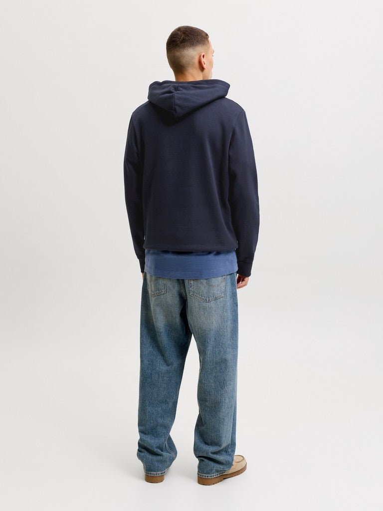 Jack and Jones miesten huppari Logo Sweat Hood, Navy Blazer