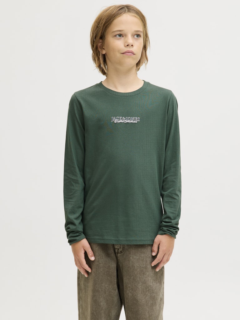 Jack and Jones Junior lasten paita JORBLEECKER MINIMAL TEE LS CREW NECK JNR, vihreä