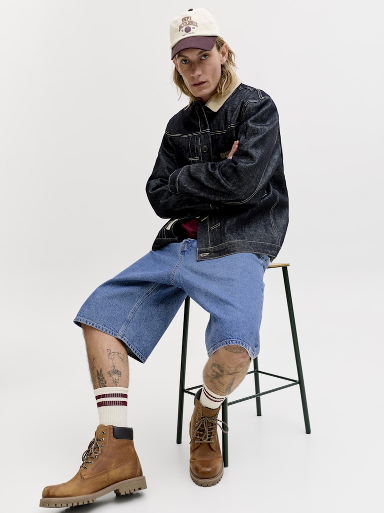 Jack and Jones miesten farkkushortsit JJIRON JJORIGINAL SHORTS SQ 730 SN, Blue Denim