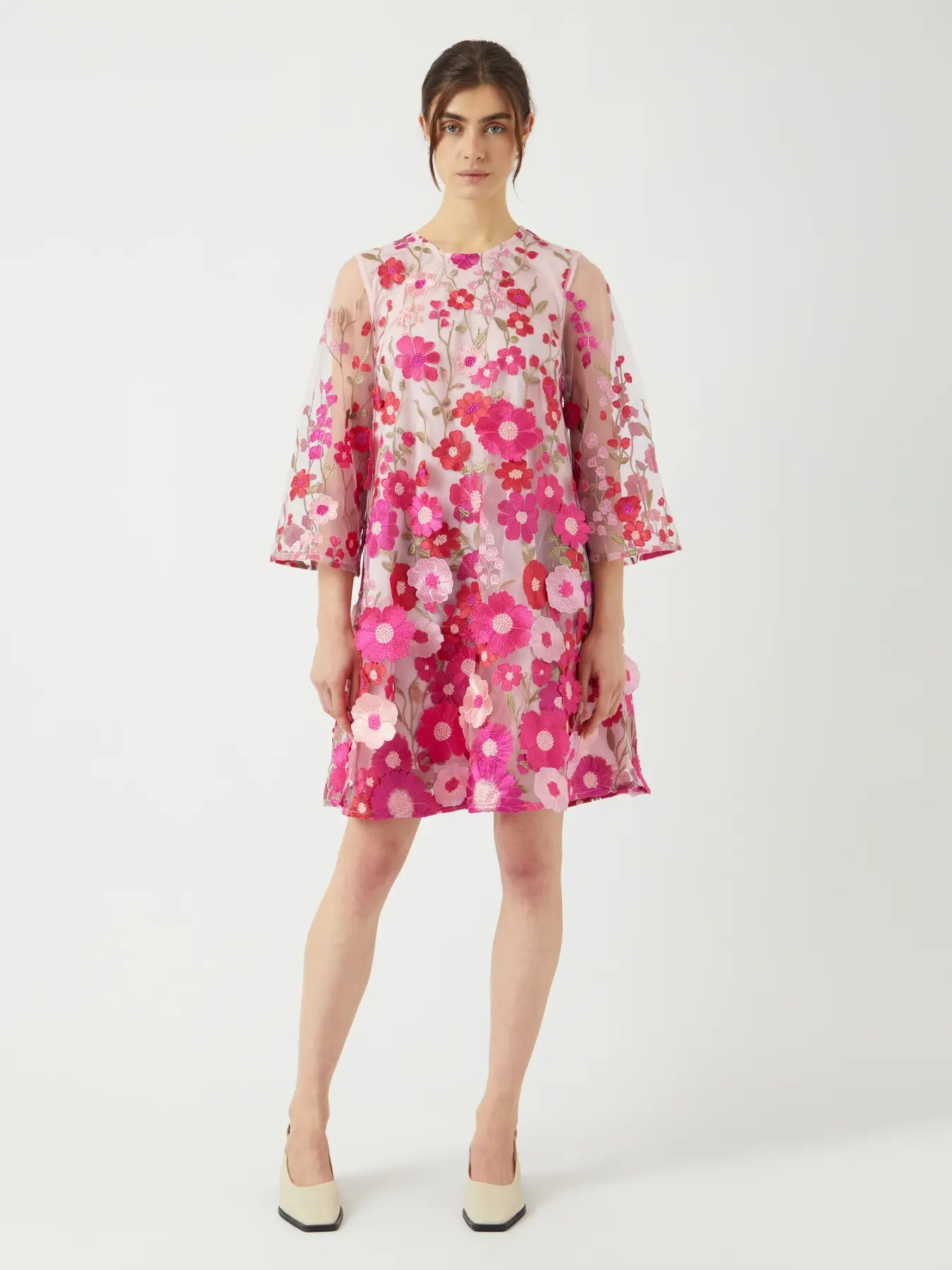 Y.A.S mekko YASFlowering 3/4 Dress, pinkki kuosi