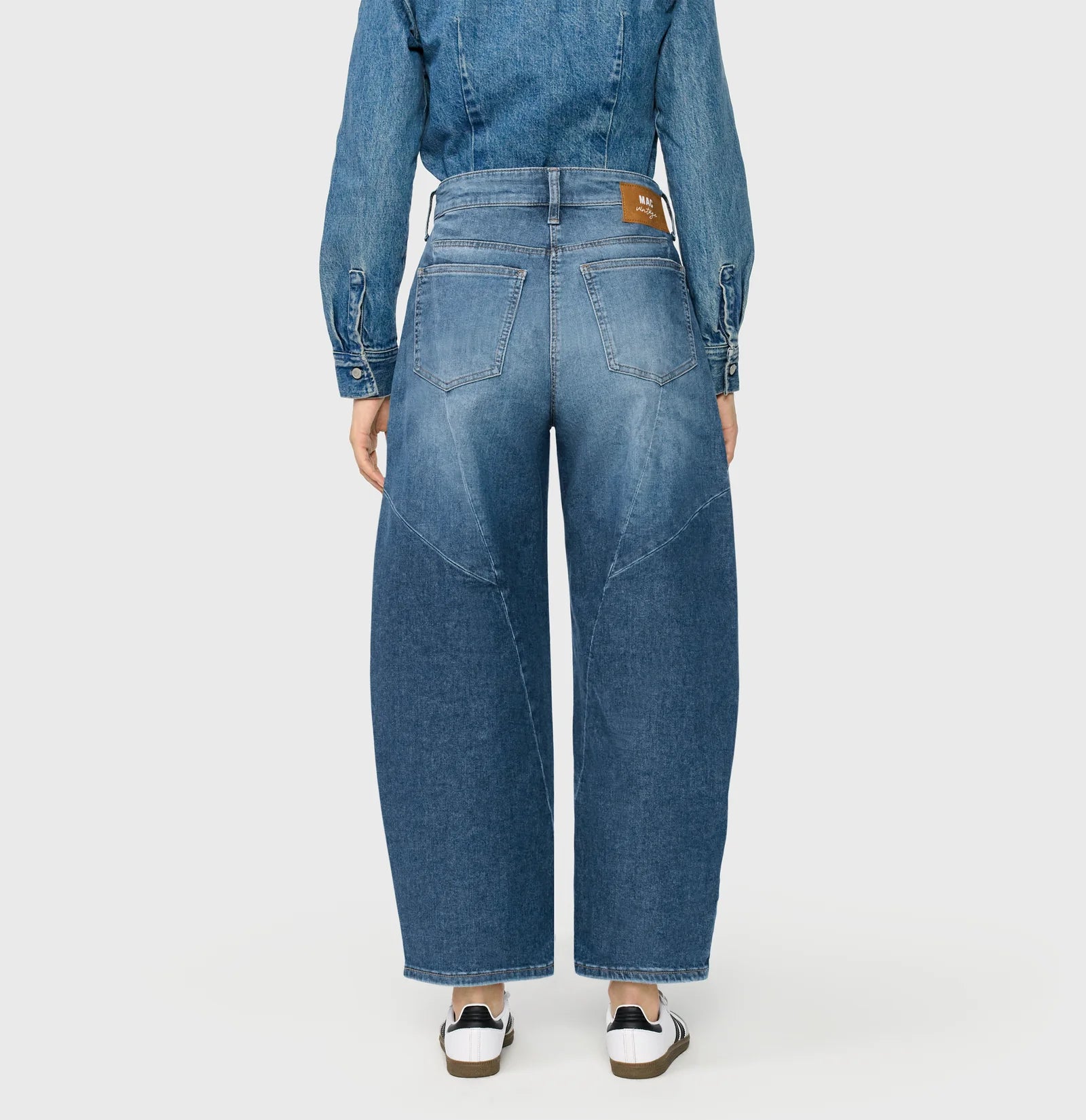 Mac naisten farkut Dakota Barrel Seam, sininen, indigo