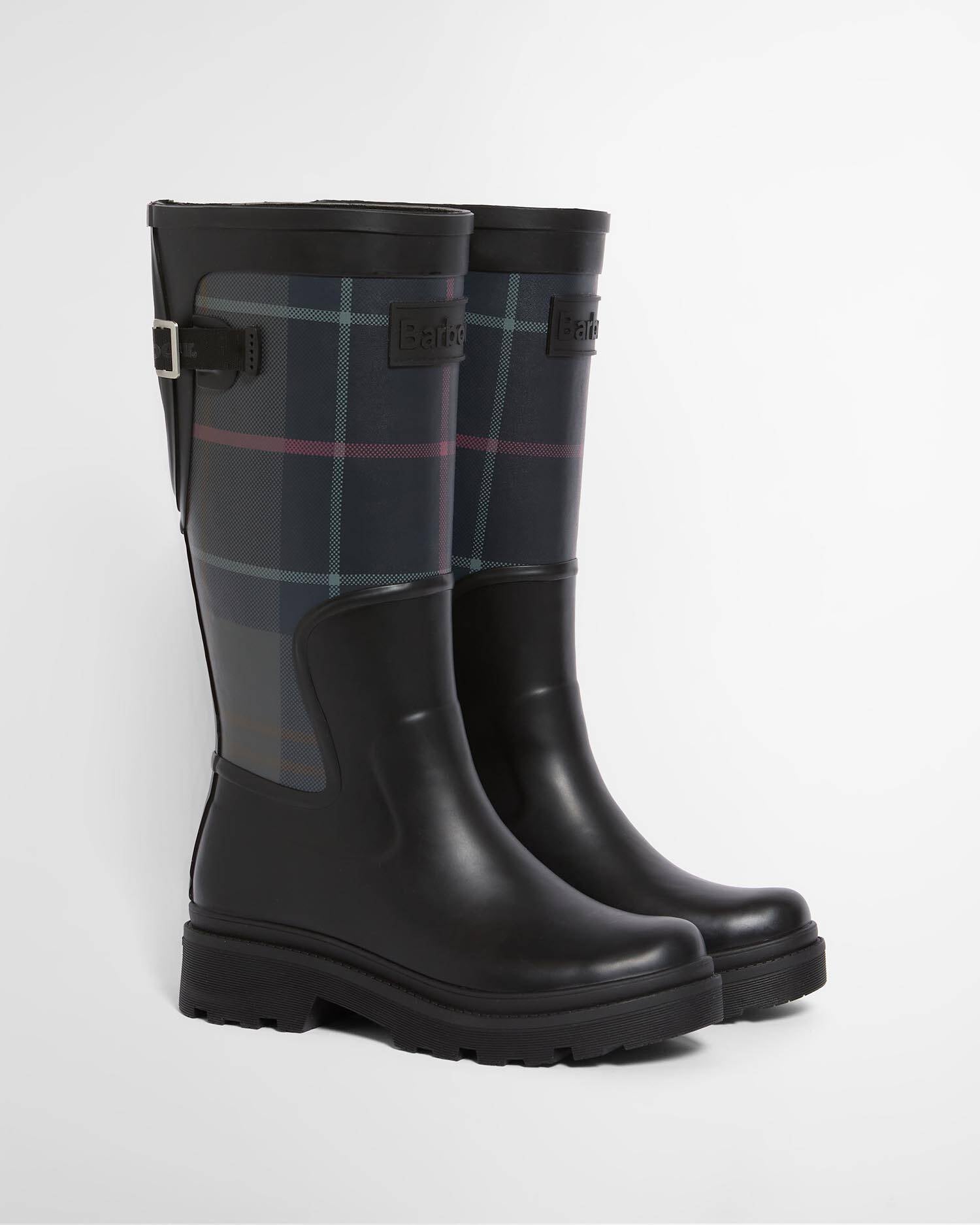 Barbour naisten saappaat Dena Tartan Wellingtons, musta