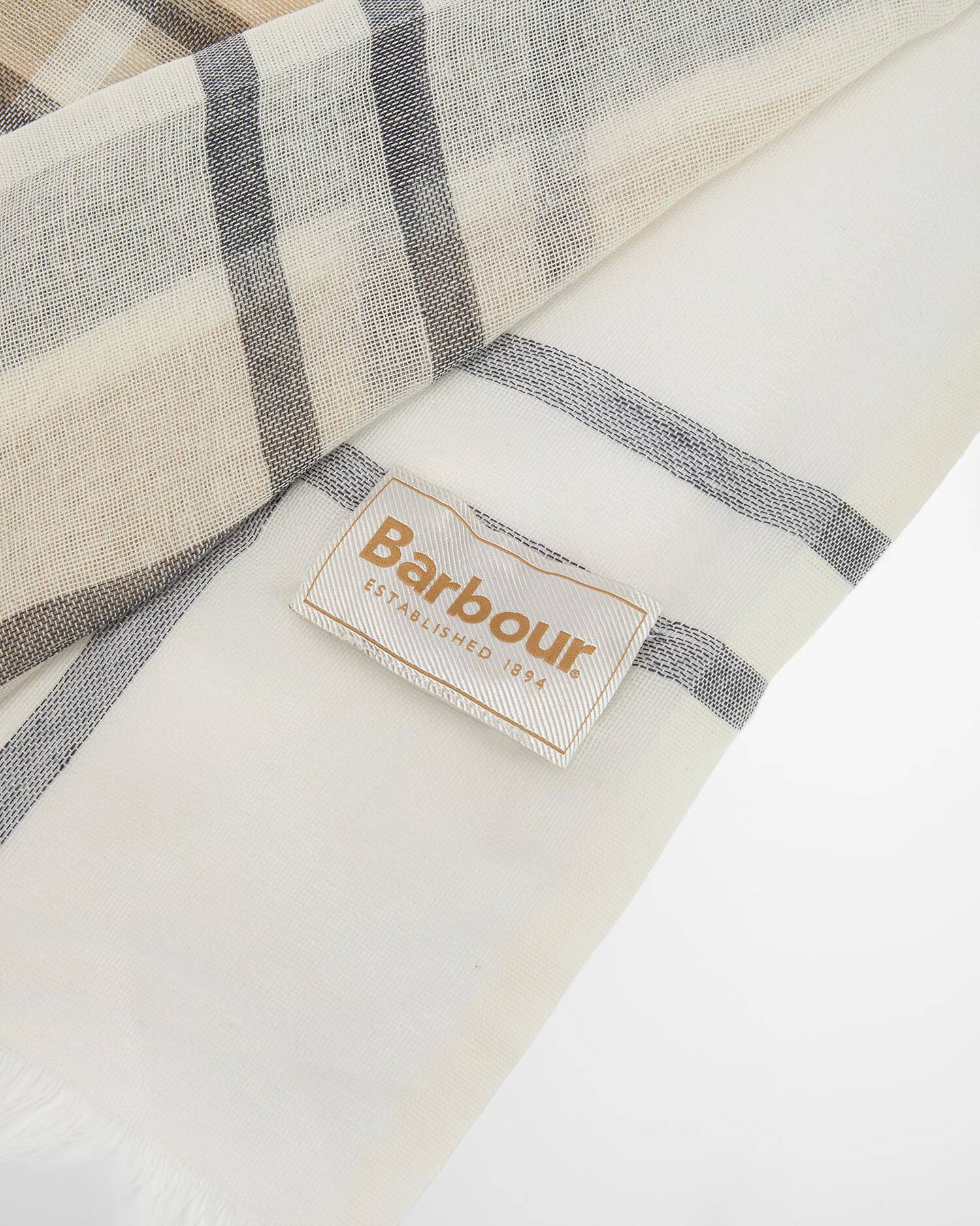 Barbour huivi Abigail Scarf, beige ruutu