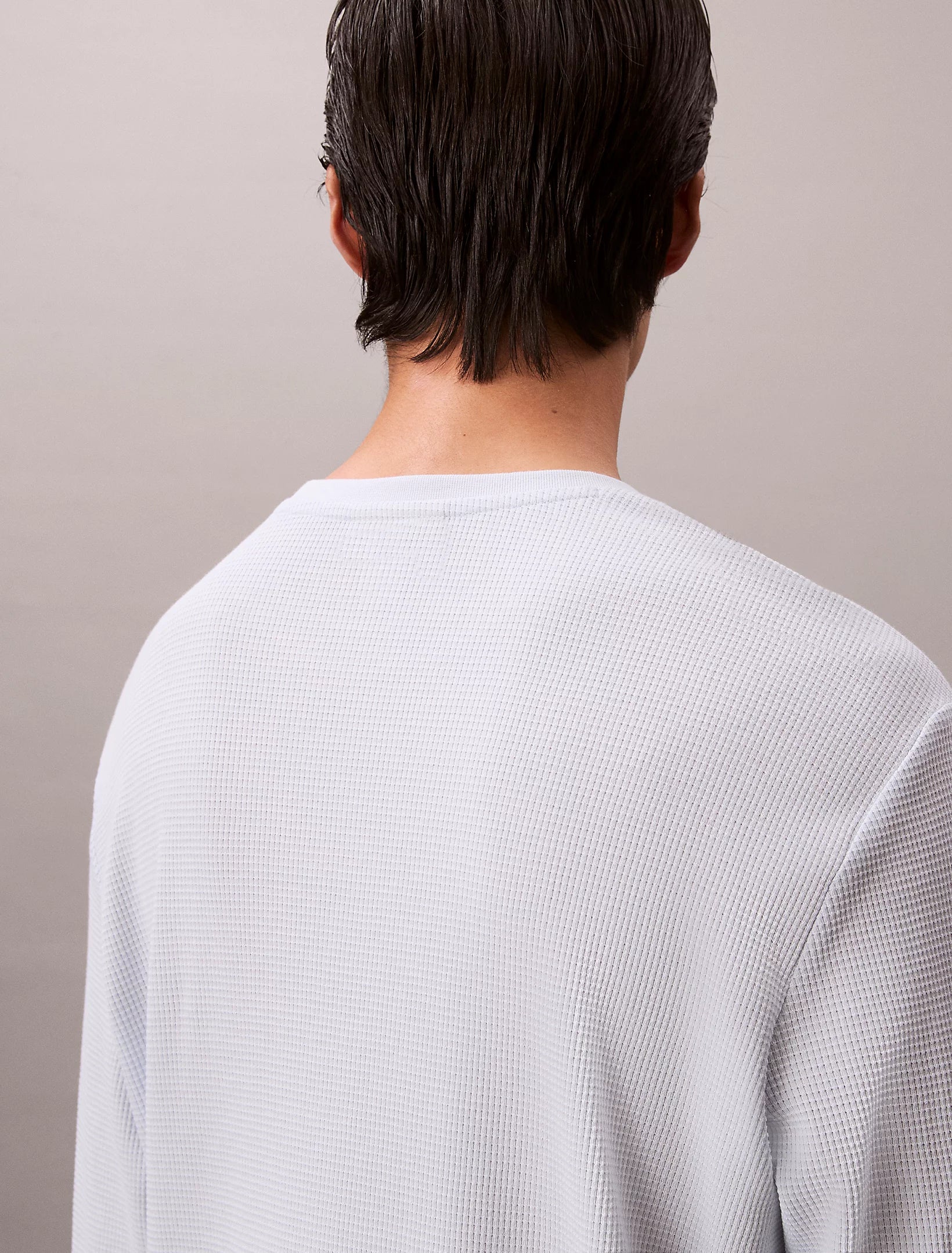 Calvin Klein Jeans miesten pitkähihainen paita LS Waffle Badge Crenwnk Tee, vaaleansininen