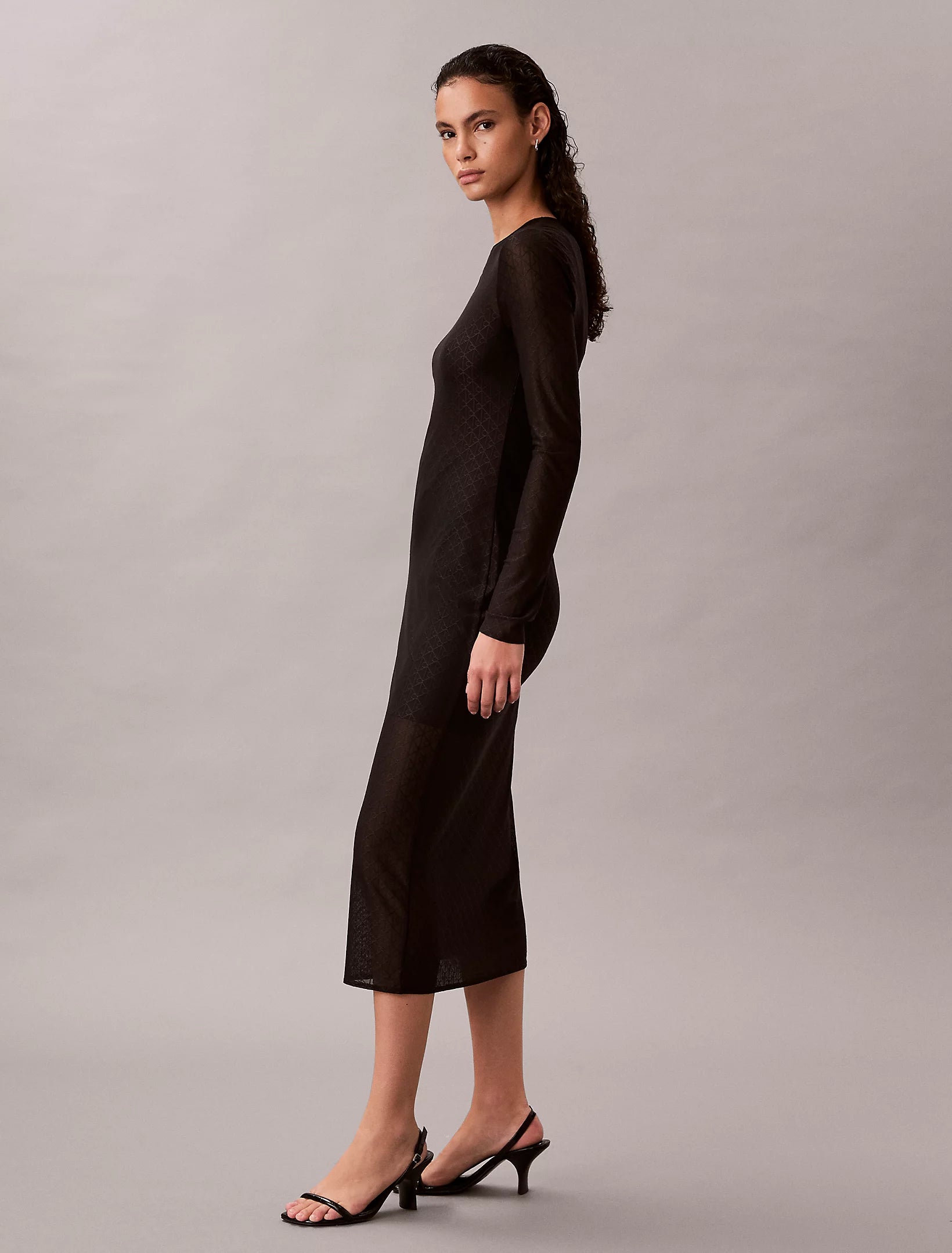 Calvin Klein Jeans naisten mekko LS AOP Lace Maxi Dress, musta