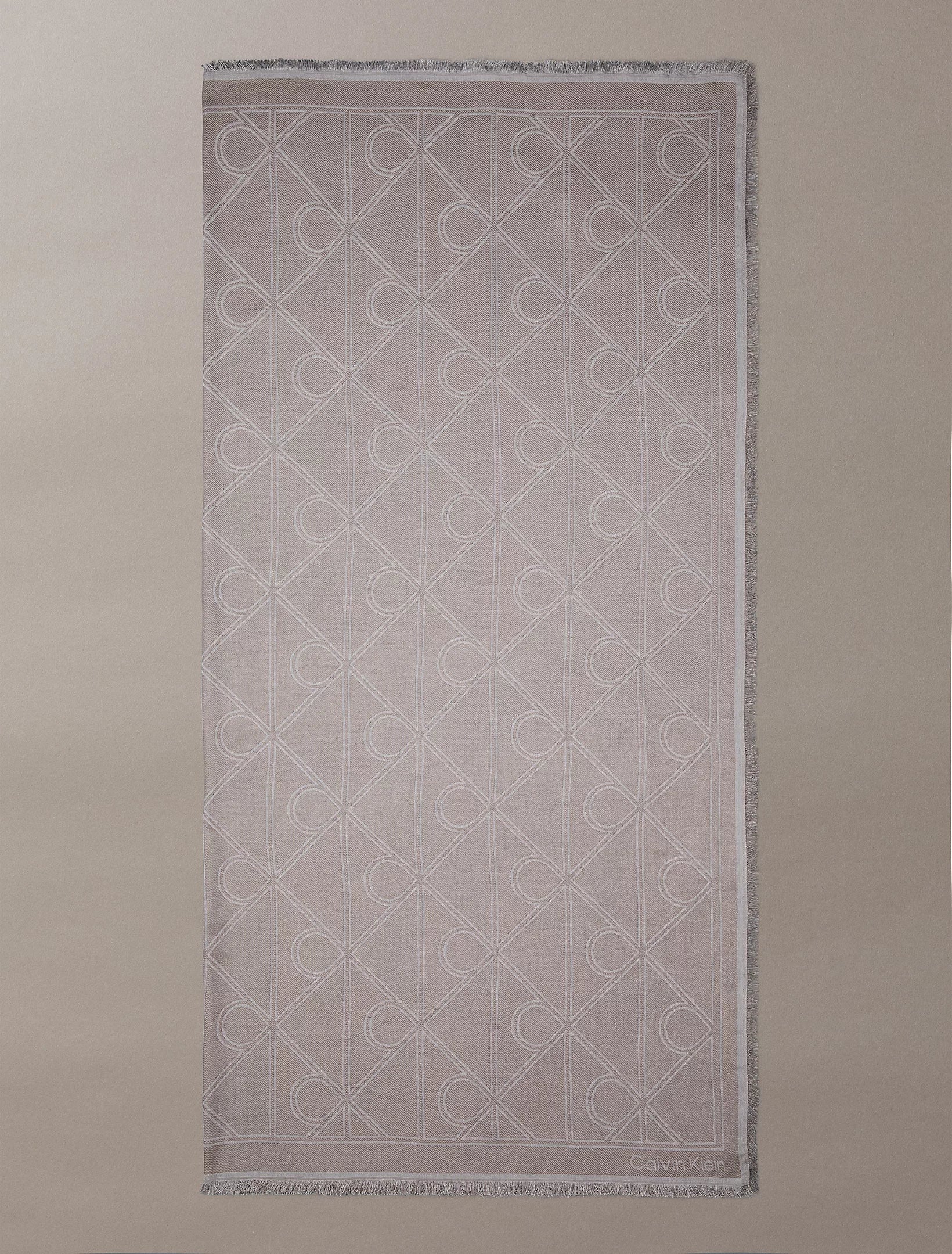 Calvin Klein Accessories unisex huivi Emblem AOP Contrast LW Square, vaalea beige