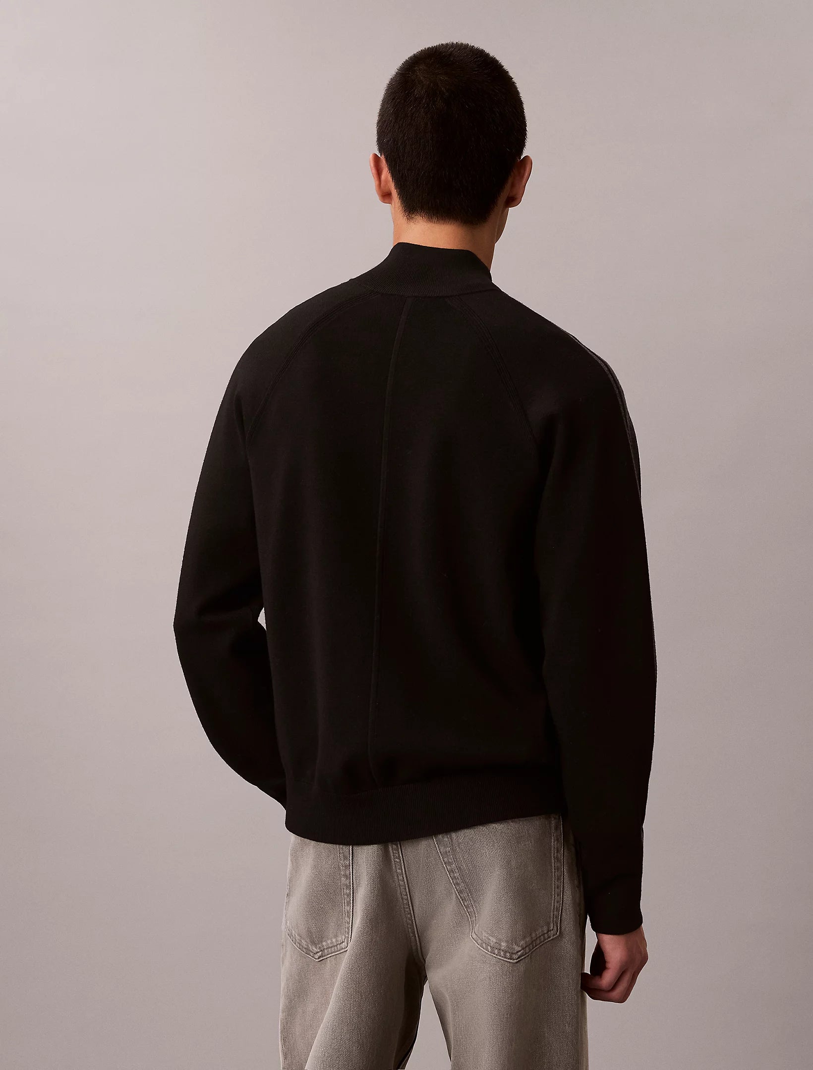 Calvin Klein miesten neuletakki LS Tech Knit Track Jacket FZ SWT, musta