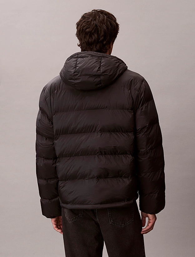 Calvin Klein Jeans miesten Puffertakki, LS NYLON MONOGRAM PUFFER JACKET Musta