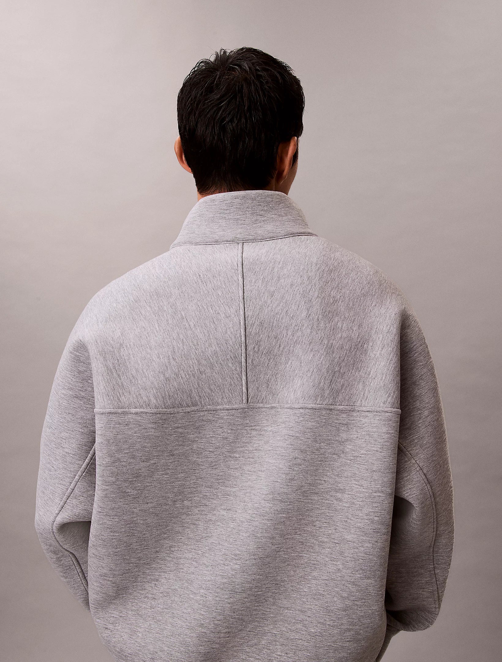 Calvin Klein Jeans miesten collegepaita LS Cotton Spacer Stripe Rib QTR, vaaleanharmaa