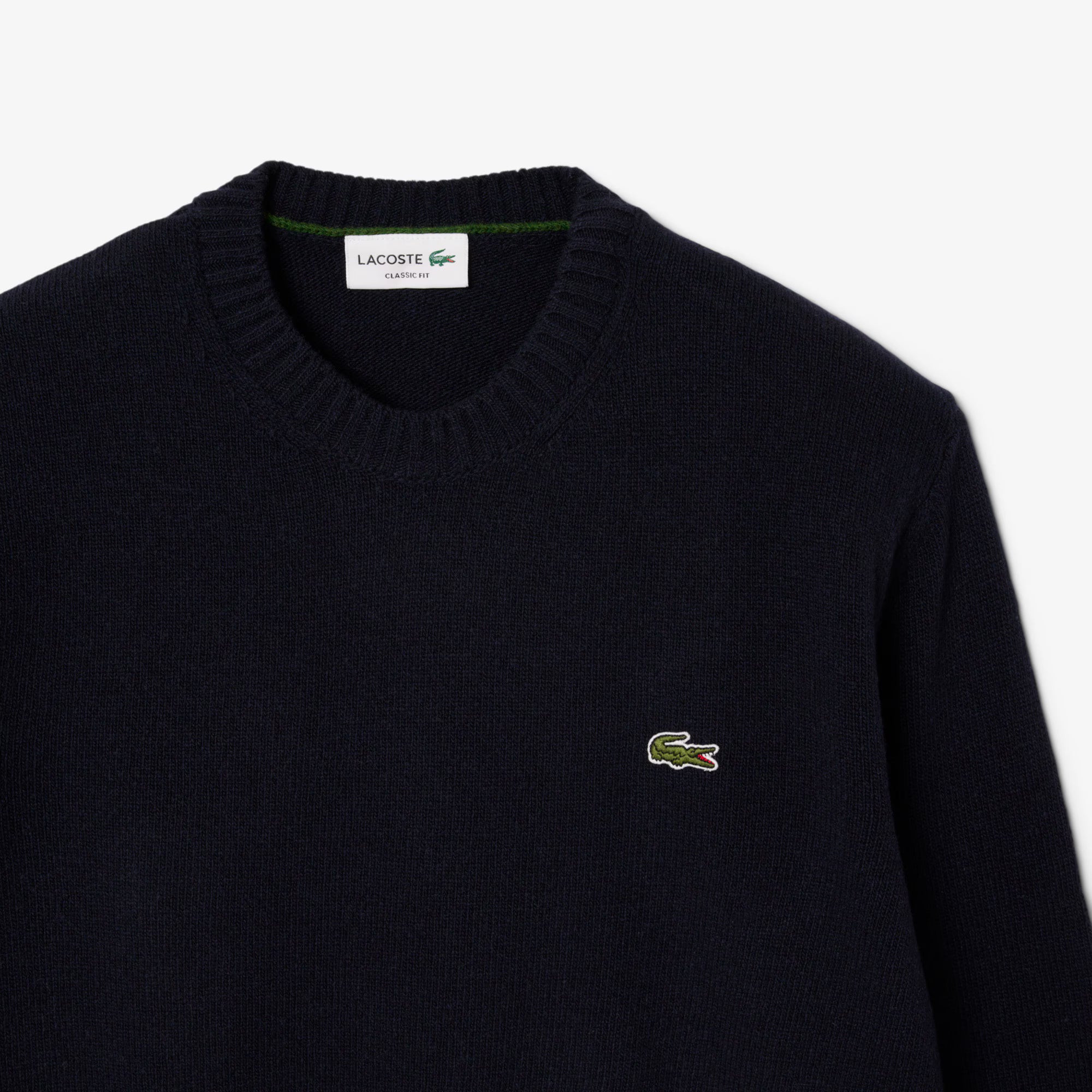 Lacoste miesten neulepusero K MONOCHROME CARDED WOOL NECK SWEATER, tummansininen
