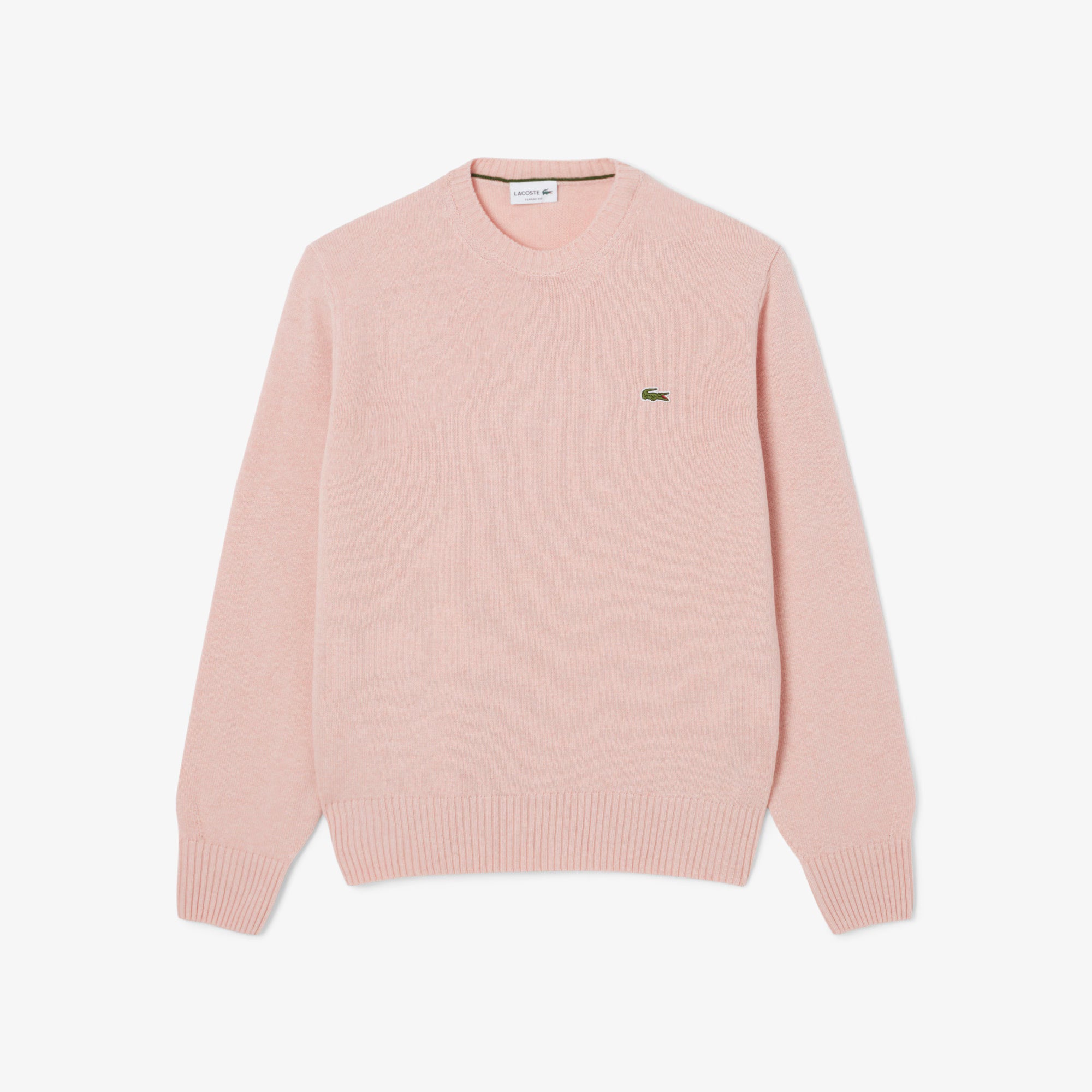 Lacoste miesten neulepusero K MONOCHROME CARDED WOOL NECK SWEATER, vaaleanpunainen