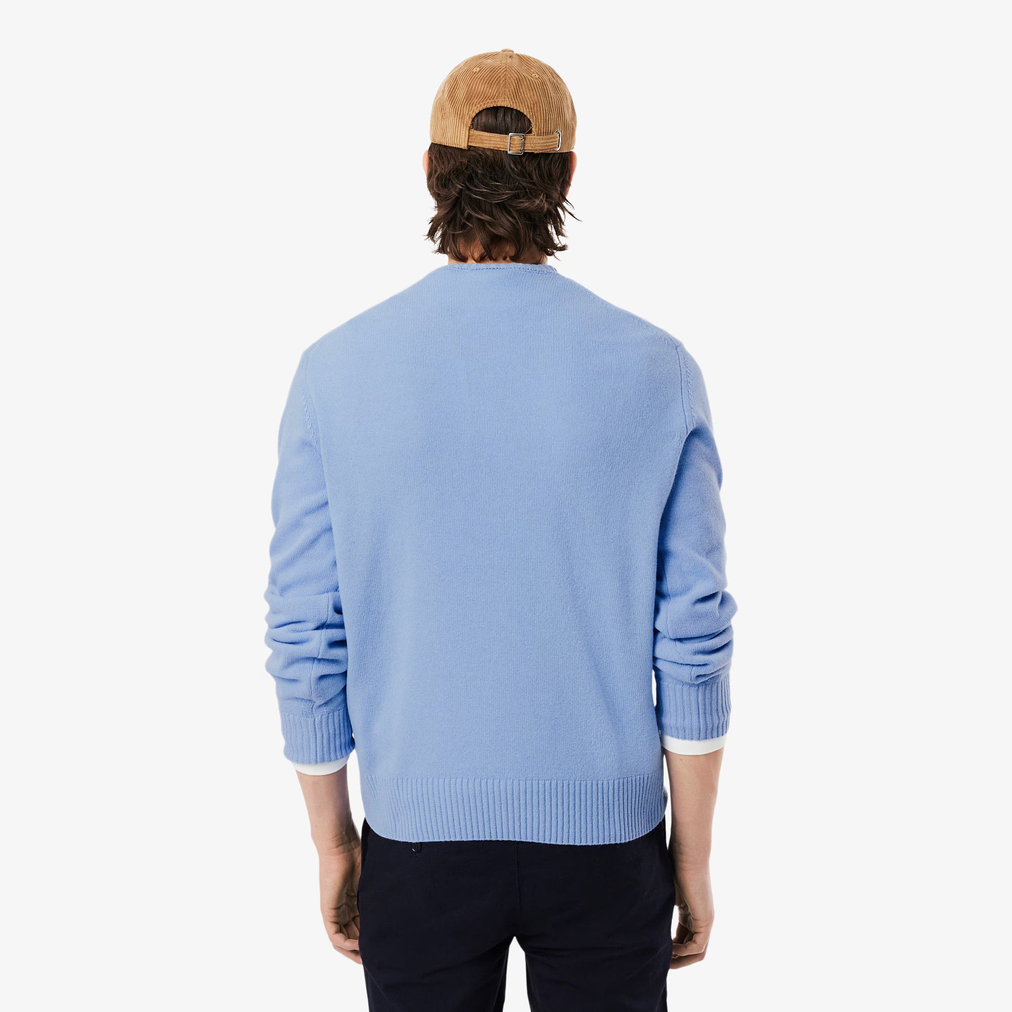 Lacoste miesten neulepusero K MONOCHROME CARDED WOOL NECK SWEATER, vaaleansininen