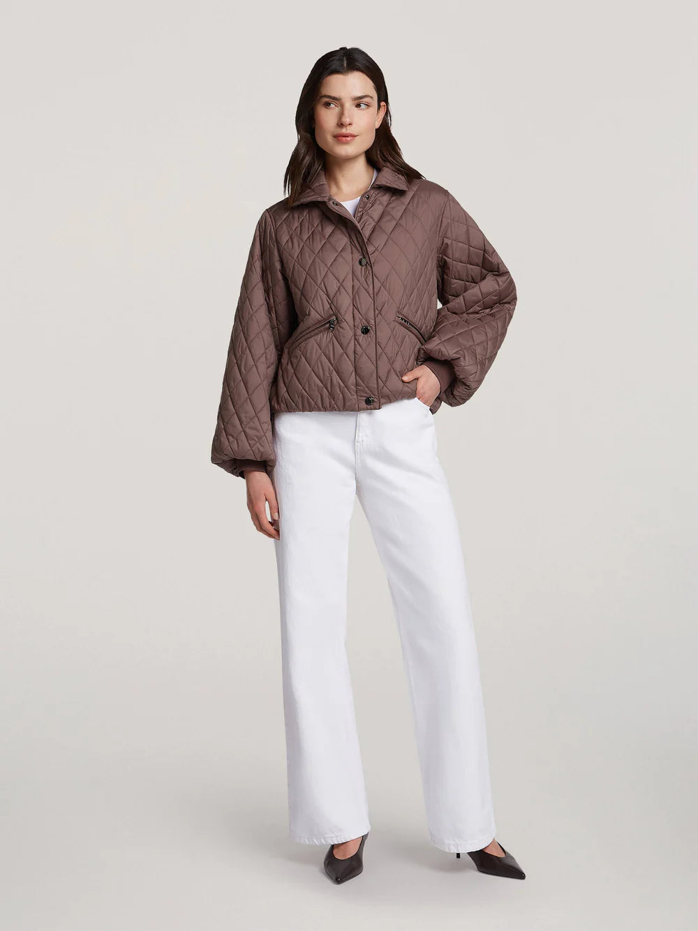 Reset naisten tikkitakki Leonor Jacket, kaakaonruskea