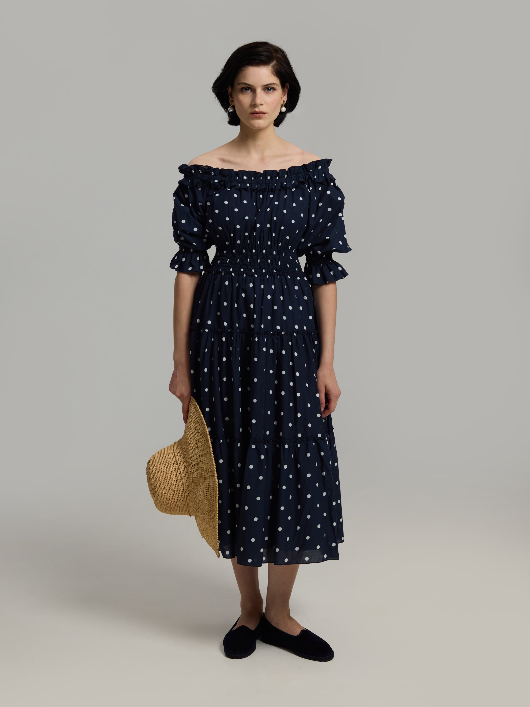 Andiata mekko Louisa Dress, mustavalkoinen
